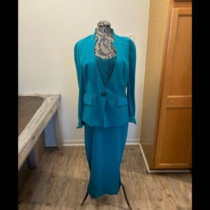 Vintage Daymor teal beaded long sleeve dress size 12